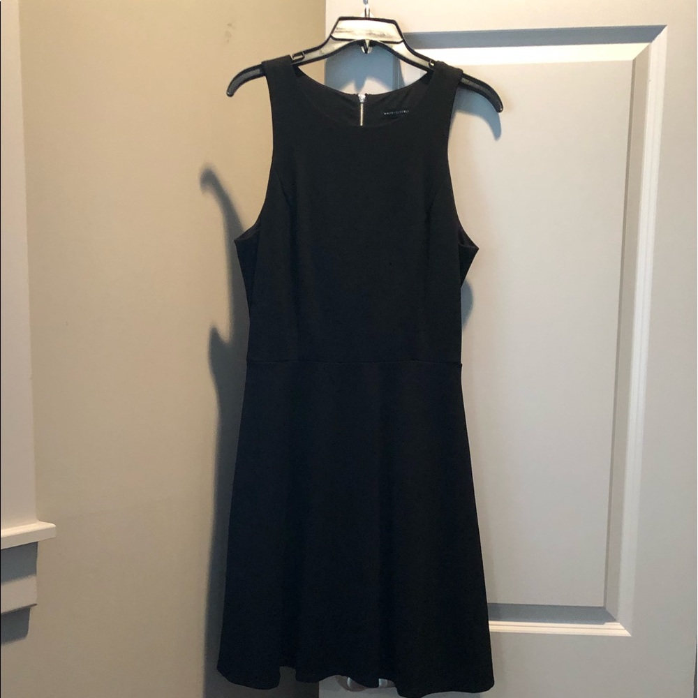 White House Black Market Ponte Fit and Flare Dress Exposed Zipper High Ne…
